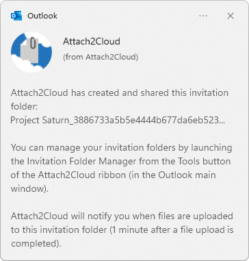 Attach2Cloud invitations to upload files to OneDrive - Information displayed when sending invitations
