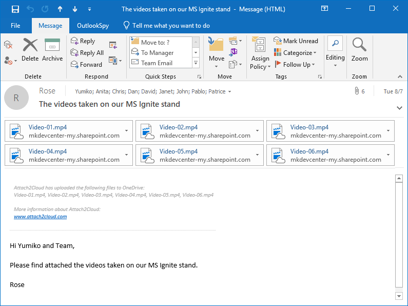 what is the outlook attachment size limit